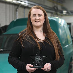 Claire Mcfarlane, a Perth College UHI motor vehicle student from Dunfermline, won an industry bonnet spraying competition in Glasgow. Claire was the only female who made it to the final of the event. Claire Mcfarlane, a Perth College UHI motor vehicle student from Dunfermline, won an industry bonnet spraying competition in Glasgow. Claire was the only female who made it to the final of the event.