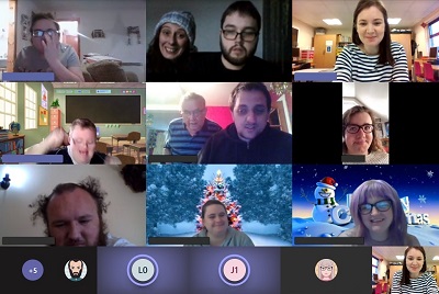 Group of people on screen Group of people on screen