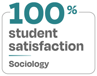 Image containing the text 100 percent student satisfaction for sociology