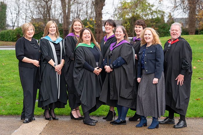 Back row (left to right): Sylvia Hazelhurst, NES; Dr Heather Bain, UHI; and graduates Jamie Anderson, Astrid Cowie and Heidi Jones. Front row (left to right): Lizanne Hamilton-Smith, UHI; graduate Jenna Gettings; Trish Gray, NES; and Roland Preston, UHI. Photo credit: Tim Winterburn and UHI. Back row (left to right): Sylvia Hazelhurst, NES; Dr Heather Bain, UHI; and graduates Jamie Anderson, Astrid Cowie and Heidi Jones. Front row (left to right): Lizanne Hamilton-Smith, UHI; graduate Jenna Gettings; Trish Gray, NES; and Roland Preston, UHI. Photo credit: Tim Winterburn and UHI.
