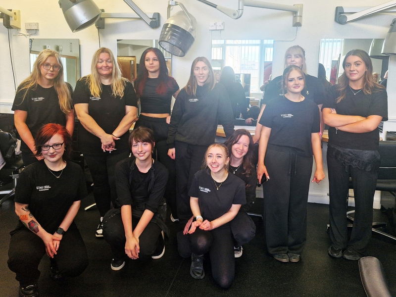 Hairdressing students at UHI Moray