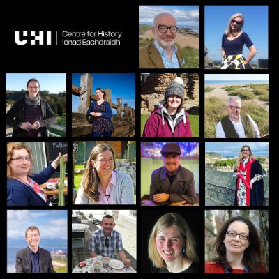 Collage of 14 portrait photos, with text reading UHI Centre for History