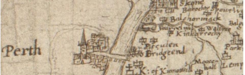 Close up of an old map depicting the city of Perth, Scotland Close up of an old map depicting the city of Perth, Scotland