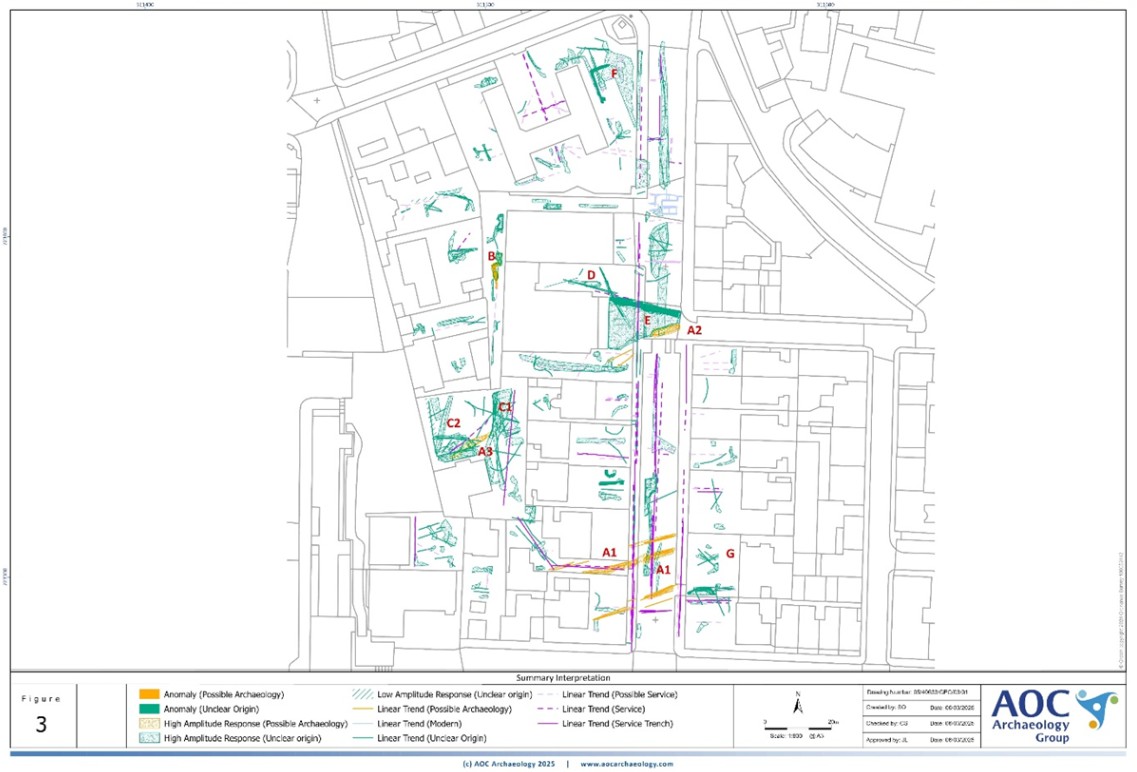 Detailed map of the areas of the GPR surveying