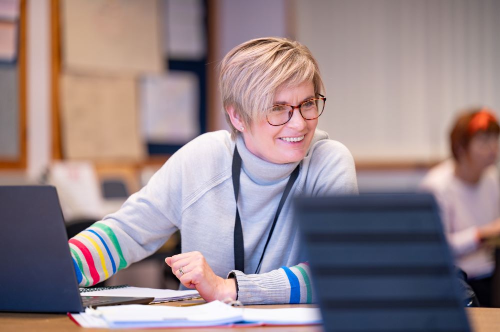 A photograph of a student working