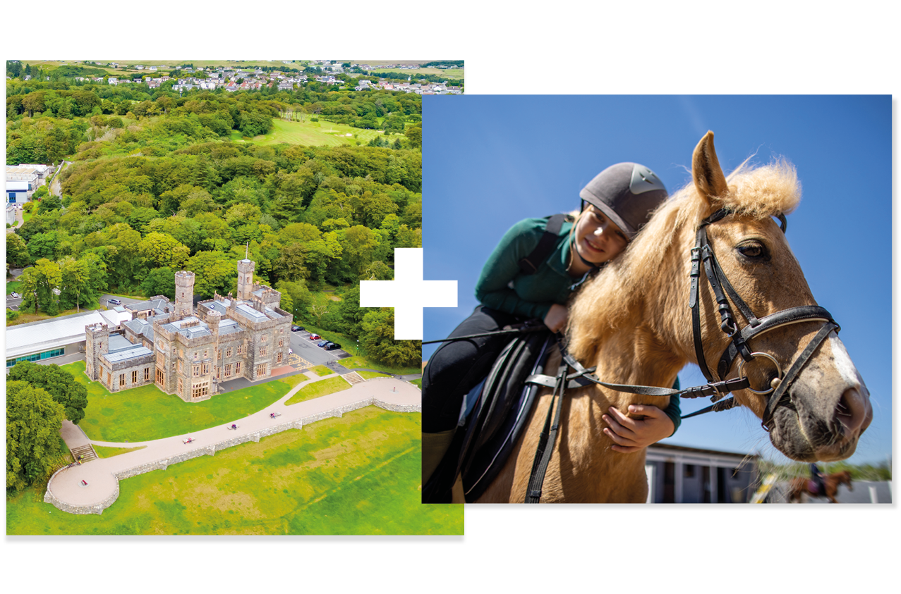 Collage of 2 | North, West and Hebrides Stornoway campus | Student on a horse Collage of 2 | North, West and Hebrides Stornoway campus | Student on a horse