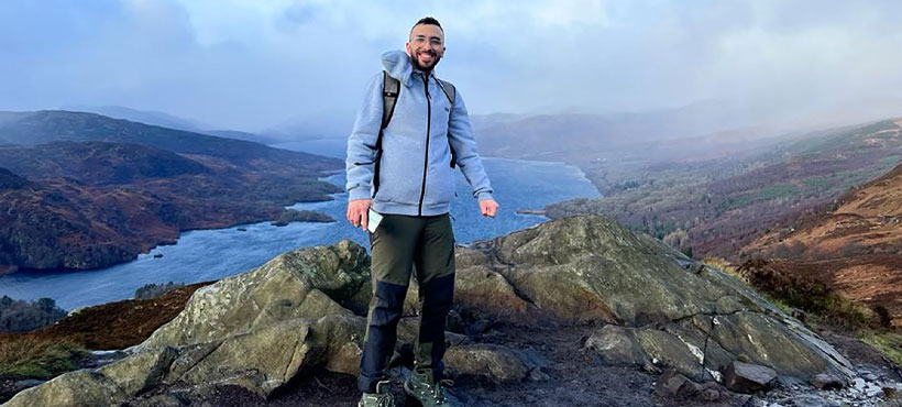 Abdalla enjoying a day of hiking out in the Scottish mountains Abdalla enjoying a day of hiking out in the Scottish mountains