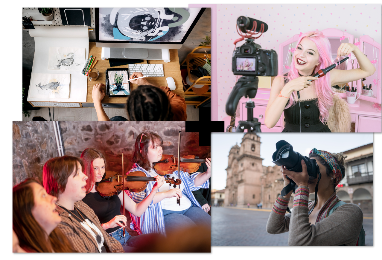 collage of 4 | graphic design | social media | music students | photographer collage of 4 | graphic design | social media | music students | photographer