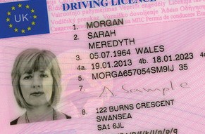 UK driving licence where it has been zoomed in and you cannot see the full driving licence in the photo