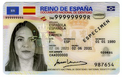 Example of a Spanish EU ID Card that is a specimen and shows a clear image of the person along with the details of the ID Card being readable