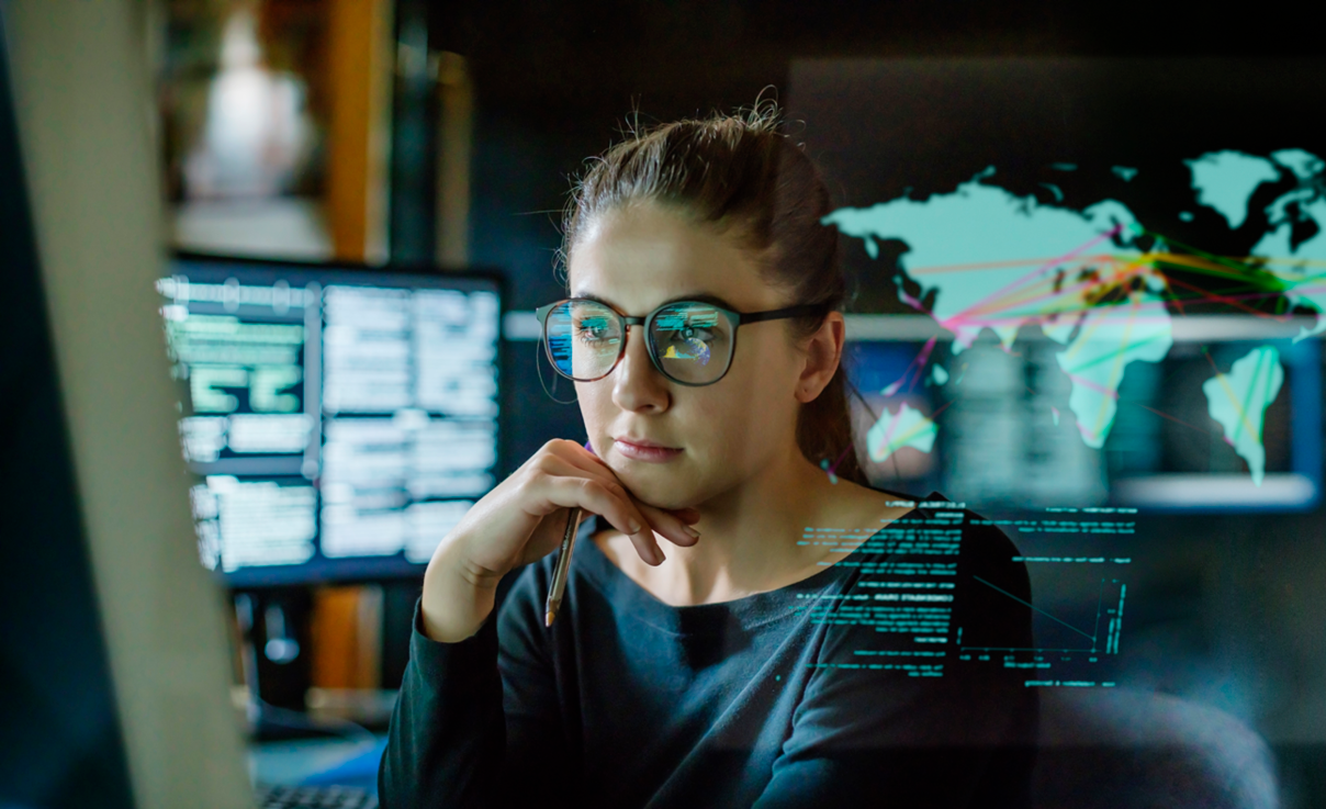 Woman looking at data Woman looking at data